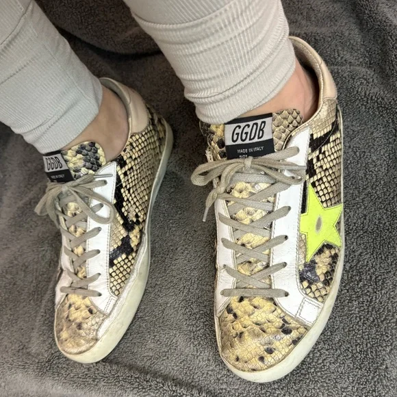 Golden Goose Superstar Sneakers Size 10 Snake Embossed - Picture 7 of 15